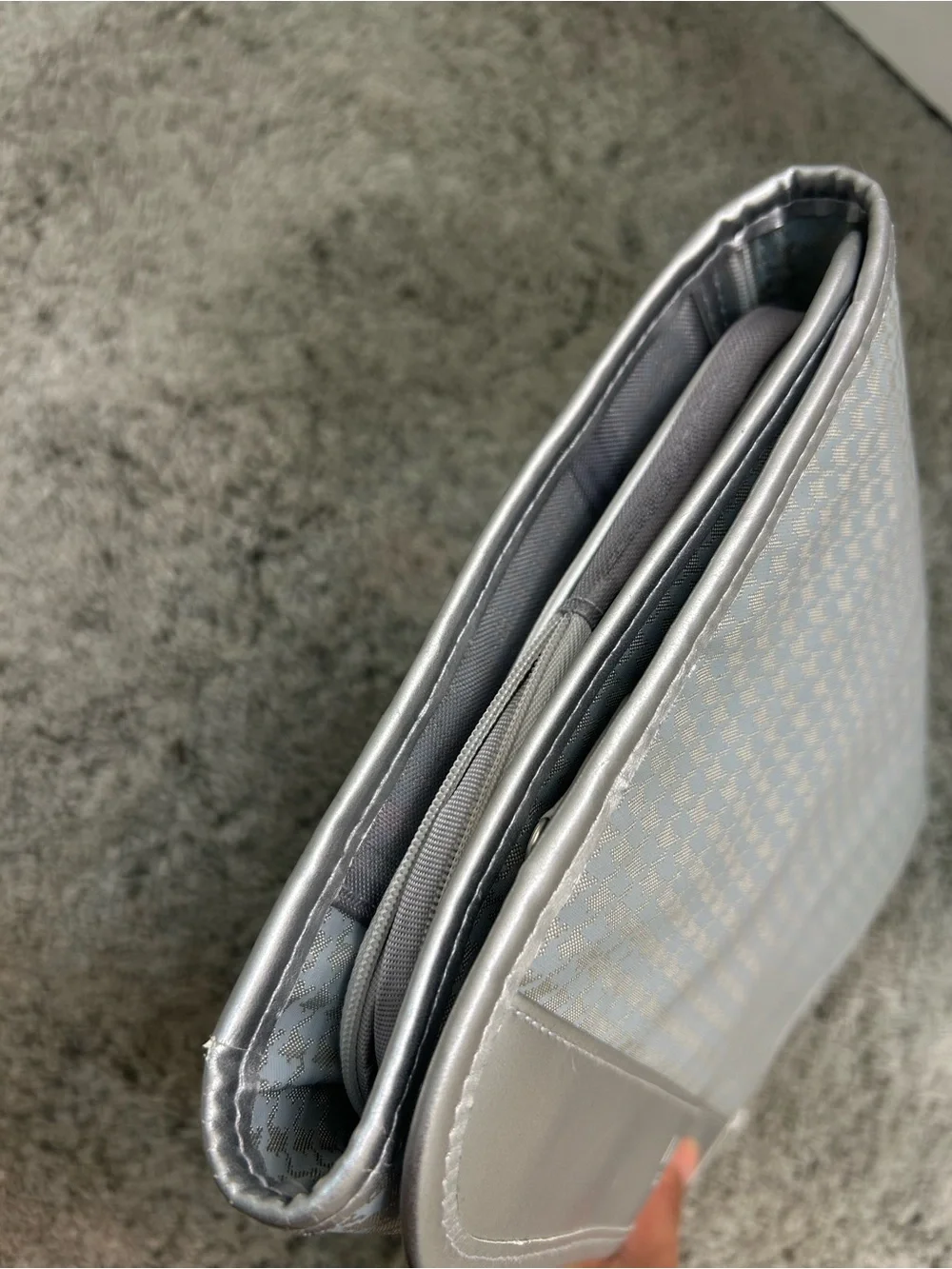 Christian Dior Folded Hanging Silver Houndstooth Cosmetic Pouch